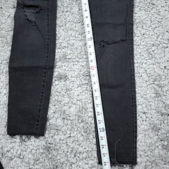 Madewell 9" Mid High Rise Skinny Jeans Ripped Distressed Size 25 Black Sea H2230 - Picture 10 of 13